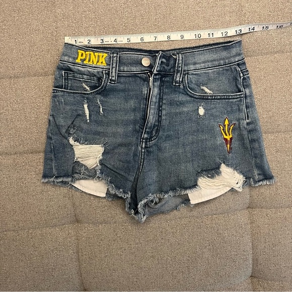 VICTORIAS SECRET PINK ASU DENIM HIGH WAISTER SHORTS - Picture 3 of 4